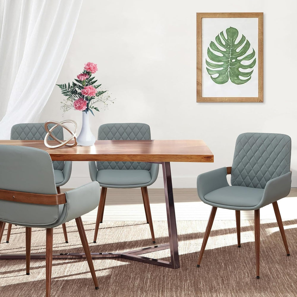 LUNLING Mid Century Modern Faux Leather Dining Room Chairs,Upholstered Seat M...