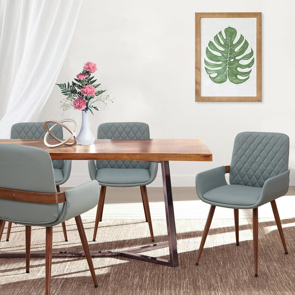 LUNLING Mid Century Modern Faux Leather Dining Room Chairs Set of 4,Upholster...