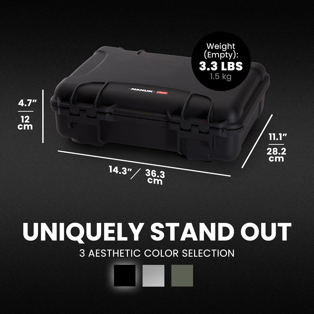 NANUK 910 Waterproof Watch Case with Foam Insert, Black