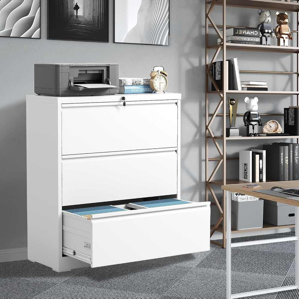 3 Drawer File Cabinet with Lock, Metal Lateral Filing Cabinets | File Cabinet...