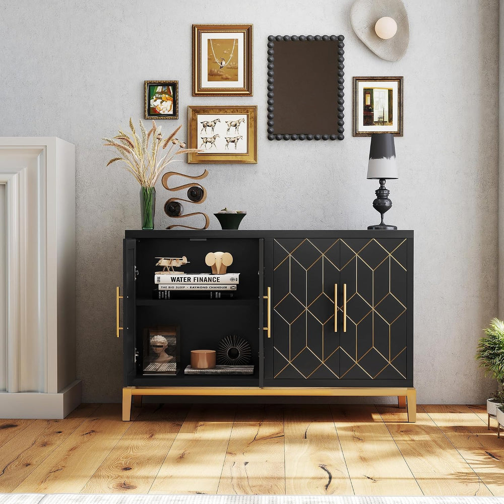47.8" Storage Accent Cabinet with 4 Doors, Modern Sideboard Buffet Cabin...