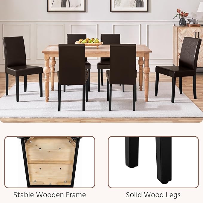 Yaheetech Dining Chairs Set of 2 Faux Leather Modern Dining Room Chairs with ...