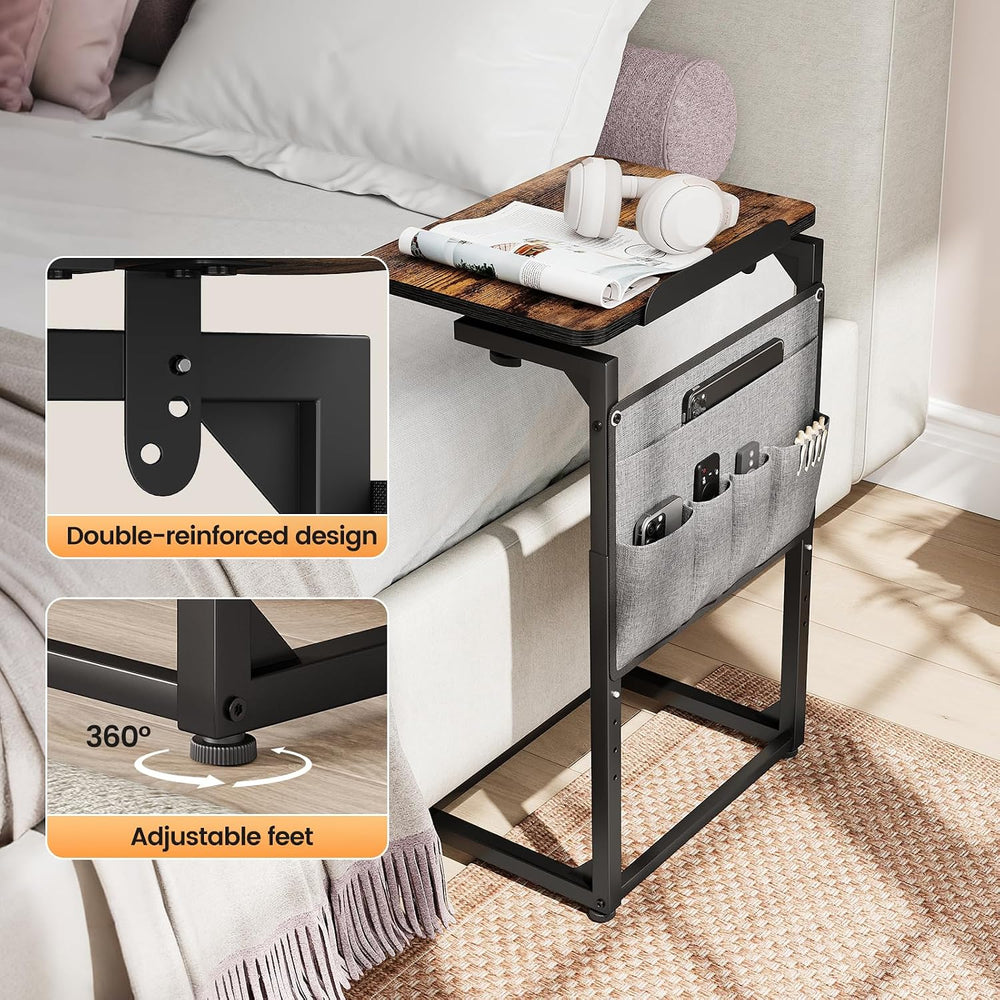 ELYKEN TV Tray Table Sets, Adjustable Height & 90° Tilt Narrow Side Table...
