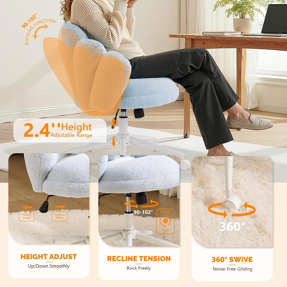 VINGLI Lovely Petal Vanity Desk Chair with Star Pillow, Height Adjustable Arm...
