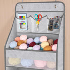 Univivi 5-Shelf Door Storage Over Door Hanging Organizer with 4 Large Pockets and 3 Small PVC Pockets Nursery Closet Cabinet Wall Mount Hanging Storage Organizers for Baby Nursery (Grey Pattern)