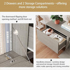 98" TV Stand for Living Room, Modern Entertainment Center with Drawers & Storage Compartments, Large TV Console Fits 55”-95” TVs, Square Top with Grooved Drawer Fronts & Stable Base,Grey