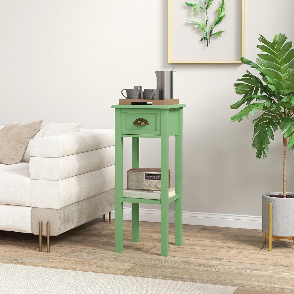 Green MDF Side Table with Storage