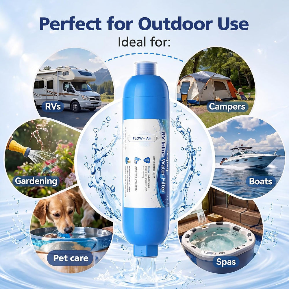 RV Water Filter, 4 Pack RV Inline Water Filter with Flexible Hose Protector