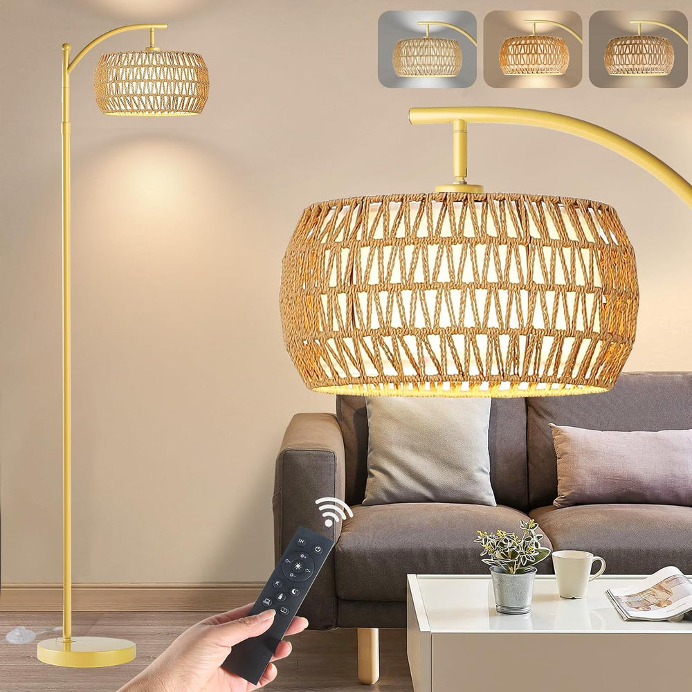 Yusist Arc Floor Lamp for Living Room,Farmhouse Floor Lamps with Remote Contr...