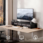 Fenge Monitor Stand with Drawer, 2 Tiers Dual Monitor Riser for Desk, 35 Inch Computer Stand for 2 Monitors, Desk Shelf for Home, Office, Laptop, PC, TV, Printer
