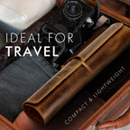 Personalized Premium Full Grain Leather Chef Knife Roll, 17L x 14W Inches Knife Storage Travel Case, Professional Custom Monogram Embossed Chef Knife Case - Holds 4 Chef Knives