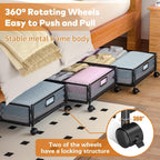 Under Bed Storage with Wheels, Rolling Under Bed Storage Storage Bins for Shoes Clothes, Foldable and Easy Mobility (2 Pack, Black)
