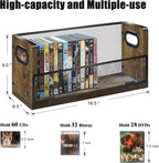 DVD Storage Box, 2 Pack Holds 56 DVDs 64 Blu ray, Stackable Media Organizer with Magnetic Door for CD, Video Game Cases, Shelf Organizer