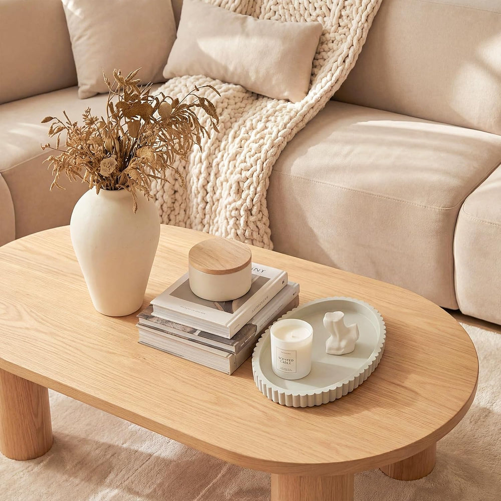 Yalikop Oval Concrete Decorative Tray for Coffee Table Decoration 15" Mo...