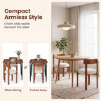 COSTWAY Wooden Dining Chairs Set of 4, Armless Upholstered Kitchen Chairs w/Curved Back & Teddy Fleece Padded Seat, Mid-Century Modern Accent Side Chair for Dining Room & Nooks, Small Space (Brown)