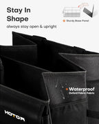HOTOR Trunk Organizer - Car Organizer, Foldable Trunk organizer for SUVs & Sedans, Sturdy Car Organization for Car Accessories, Tools, Sundries, Black, 2 Compartments, 21.3"×12.6"×10.6"