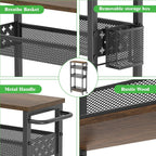 4 Tier Slim Rolling Storage Cart Laundry Room Organzier with Wheels | Small metal bathroom cart，kitchen organizer, trolley with handle and mesh basket, 7.1 inch width for narrow space, black