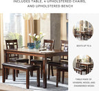 Signature Design by Ashley Bennox Dining Room Table and Chairs with Bench (Set of 6), Brown