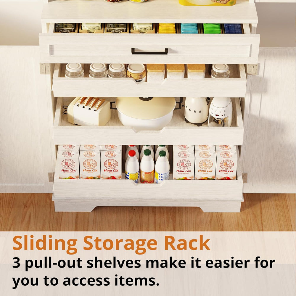 IRONCK Farmhouse Pantry Cabinet, 72" Tall Kitchen Storage Cabinet, Frees...