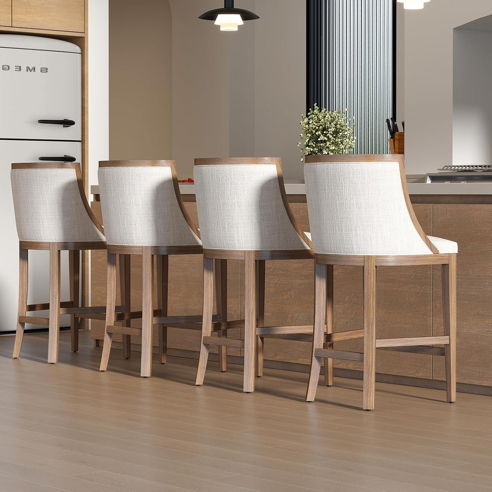 Kmax 26” Counter Height Bar Stool Set of 4, Farmhouse Upholstered Fabric Bars...