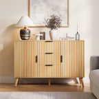 47.2" Fluted Sideboard Buffet Cabinet with 3 Drawers, Modern Sideboard Cabinet with Storage, Large Storage Cabinets with 2 Doors Accent Credenza for Kitchen|Living Room|Entryway, Natural