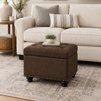Convenience Concepts Designs4Comfort 5th Avenue Ottoman 24" - Modern Upholstered Footstool & Seat with Hinged Lid & Storage, for Living Room, Bedroom, & Entryway, Medium Brown Fabric