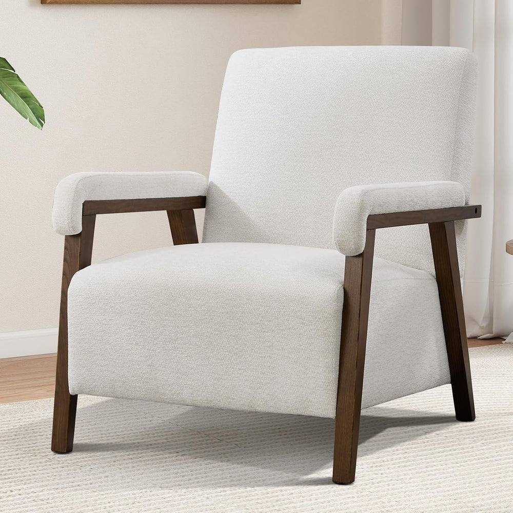 CANMOV Mid Century Modern Accent Chair, Upholstered Reading Armchair with Sol...