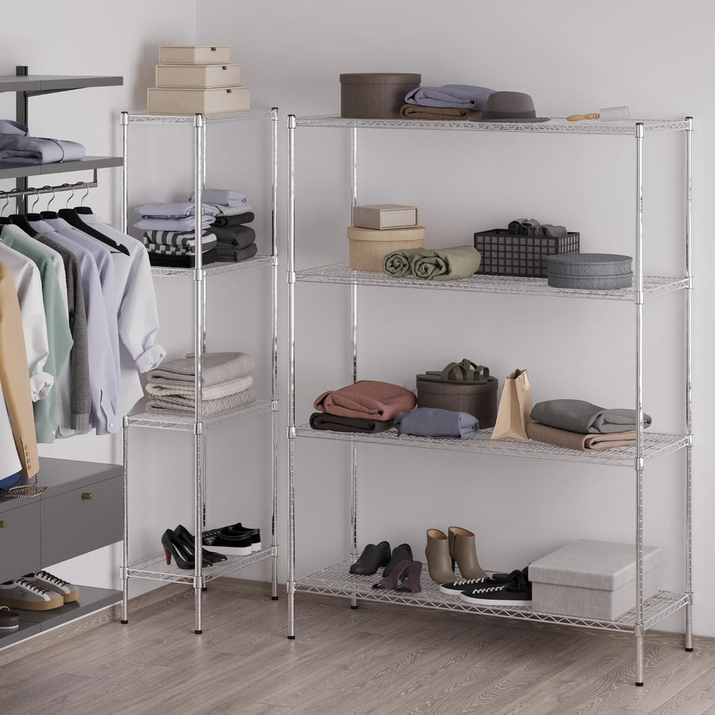 21" Deep x 54" Wide x 74" Height Wire Shelving Kit | 4-Tier | NSF Commercial Storage Rack Unit