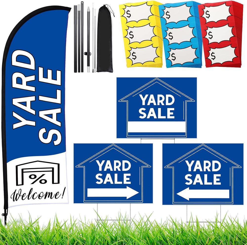 Buryeah Yard Sale Feather Flag Signs Set, 1 Pack 7ft Yard Sale Banner with Po...
