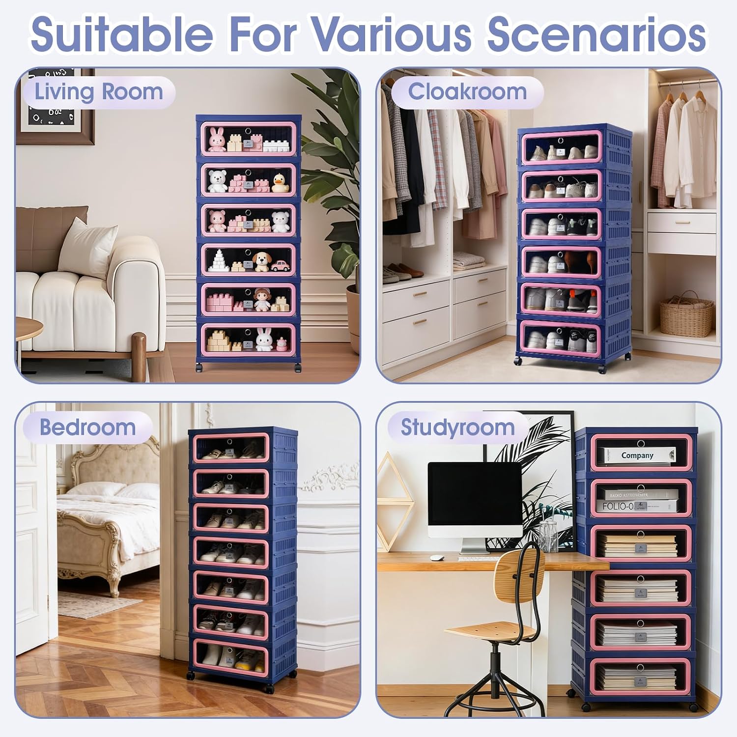 SAYMA Foldable Shoe Rack Organizer, Collapsible Shoe Cabinet with Magnetic Clear Door, Large Plastic Folding Shoe Cabinet, Easy Assembly Shoe Shelves Organizer for Entryway, 6 Tiers-12Pairs