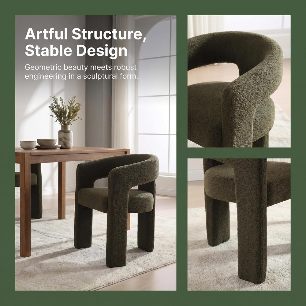 Hyfirm Modern Barrel Dining Chairs Set of 4, Comfy Sherpa Upholstered Accent ...