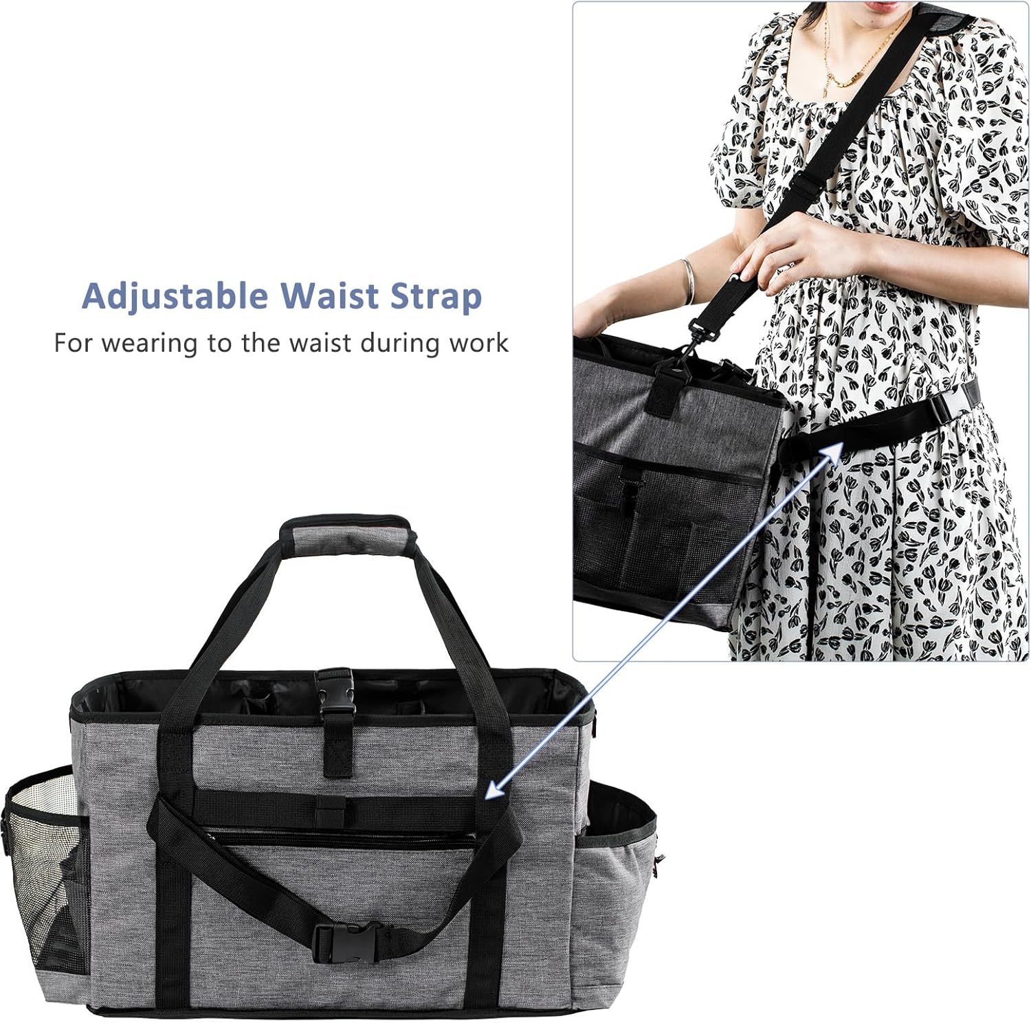 XL Professional Cleaning Caddy for Cleaning Suppliers, 17" Wearable Cleaing Bag for Housekeepers, Cleaning Organizer, Detailing Bag