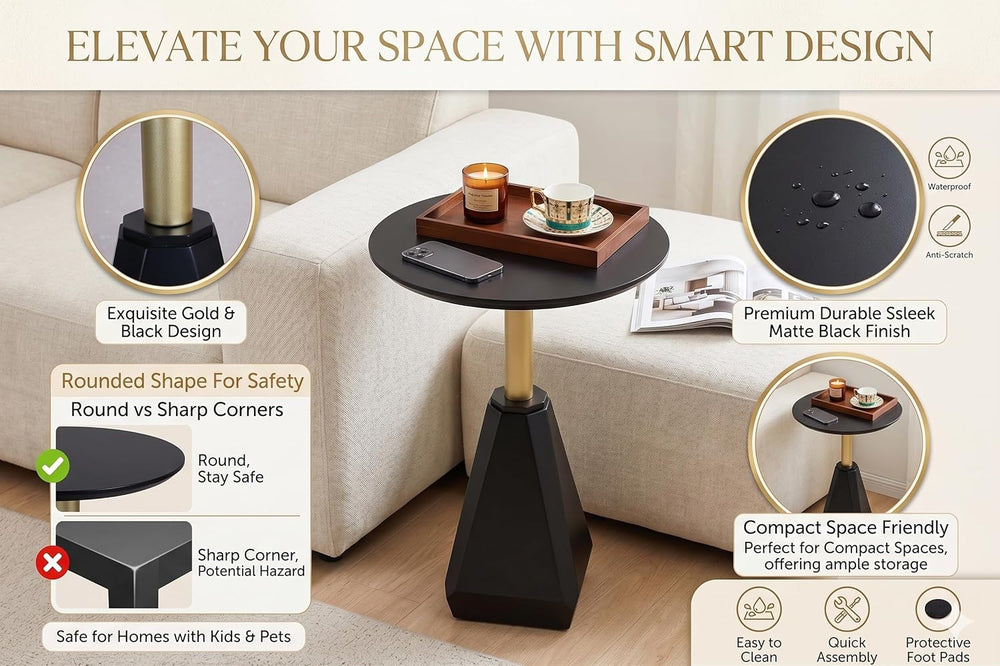 Round Wood Side Table, Coffee Nightstand Cocktail Drink Modern Accent Circle ...