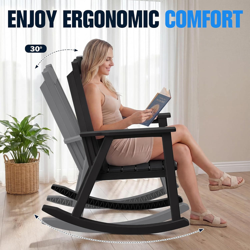 Devoko PP Material Rocking Chair Outdoor Indoor All Weather High Back Patio R...