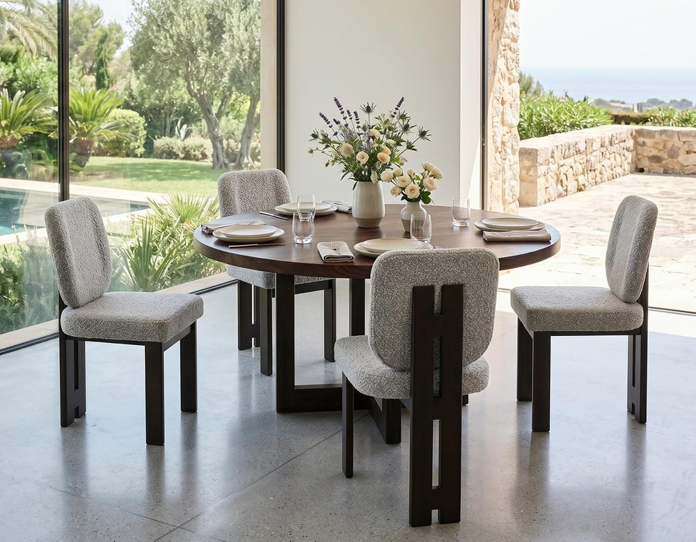 CIMOTA Boucle Dining Chairs Set of 4, Mid-Century Modern Upholstered Accent C...