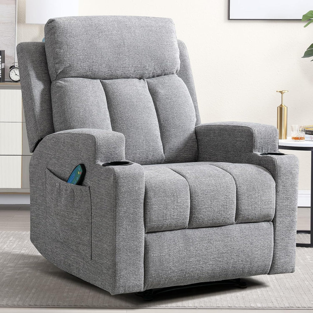 CANMOV Manual Recliner Chair with Massage and Heat,Comfy Recliner Chair Sofa ...