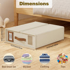 Bed Sheet Organizers and Storage (6 Pack, Queen & King Size) – Foldable Linen Closet Organizers with Window & Label, Zipper Bedding Storage Box for Sheets, Duvet Covers, Pillow Cases – Beige