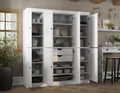 Palace Imports Solid Wood White Storage Cabinet - 71.5" Tall Kitchen Pantry Cabinet 65" Wide - 8 Wooden Shaker Doors, 2 Drawers & 12 Adjustable Shelves - 100% Eco-Friendly Wood, Made in Brazil