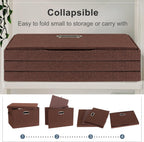 Large 17" 36 Quart Collapsible Stackable Storage Bins with Lids, 3 Packs Dark red Foldable Fabric Closet Storage Boxes with Lids, Heavy-duty Linen Cube Baskets(17x12x11)
