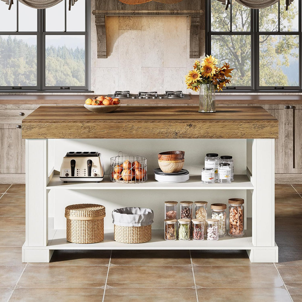 Tribesigns 55" Kitchen Island with Seating and Storage, 3-Tier, Modern |...