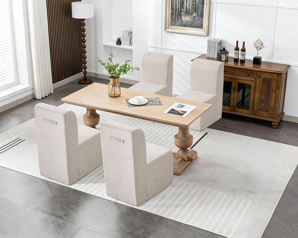 Upholstered Dining Chairs Set of 2, Modern Linen Fabric Dining Room Chairs wi...