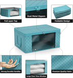 Sorbus Medium Clothes Storage Bags - Foldable Blanket Storage Bins for Organizing Bedroom, Closet, Clothing, Comforter, Organization with Clear Window, Lids and Carry Handles - Set of 3