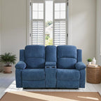 Recliner Sofa Set Couches for Living Room Chair Fluffy Fabric Living Room Furniture Sets, Adjusted Loveseat Loveseat Reclining Couch Furniture Sofa Set for Theater Seating, Light Blue