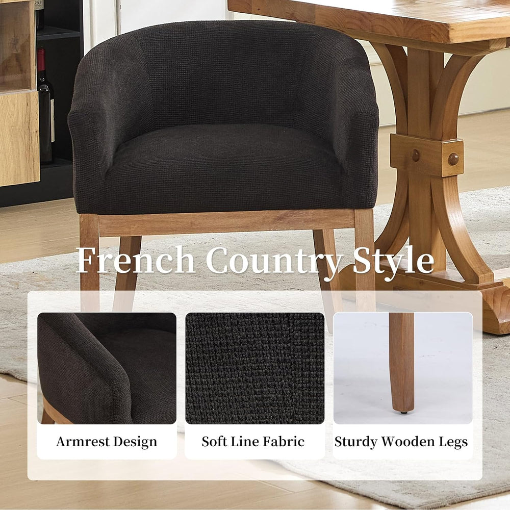 Mid Century Modern Dining Chairs Set of 2, Upholstered Linen Fabric Dining Ro...