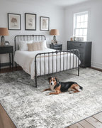 Washable Area Rugs 8'x10' Non-Slip Modern Abstract Soft for Living Room Entryway Bedroom Nursery, Print Pattern, Gray White Grey