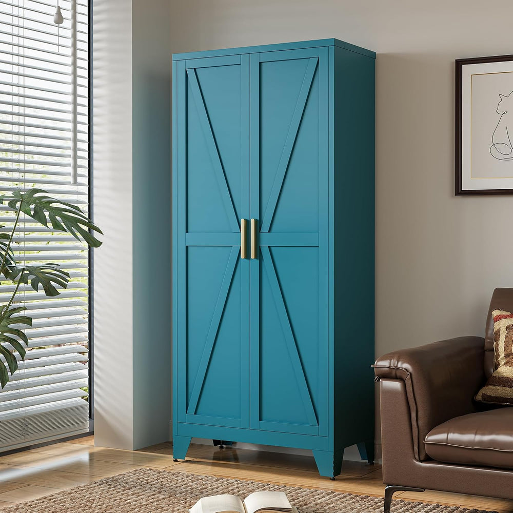 LCAOPC 71" Tall Metal Storage Cabinet with 2 Doors and 4 Adjustable Shel...