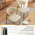 Kitchen Dining Chairs Set of 2 Modern Upholstered Leather Farmhouse Dining Room Chair with Metal Legs, Beige