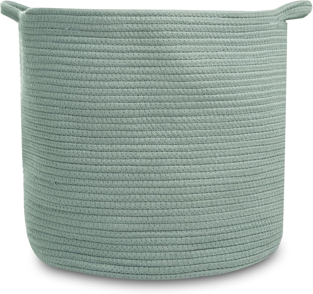 Natemia Large Woven Storage Basket (15" x 15" x 14") - Baby & Toy Organizer, Blanket Basket, Perfect Baby Registry Gift