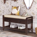39″ Storage Bench with Cushioned Seat and Drawers,Multipurpose Wooden Entryway Ottoman,Hidden Compartment Organizing Shoe Rack,for Bedroom Hallway Porch,Espresso