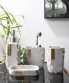 Hymmah Bathroom Accessories Set,Marble Design Toothbrush Holder,Farmhouse Bathroom Decor,4 Pcs Resin Gift Set Apartment Necessities, Contain Toothbrush Cup,Soap Dispenser,Soap Dish,Tumbler